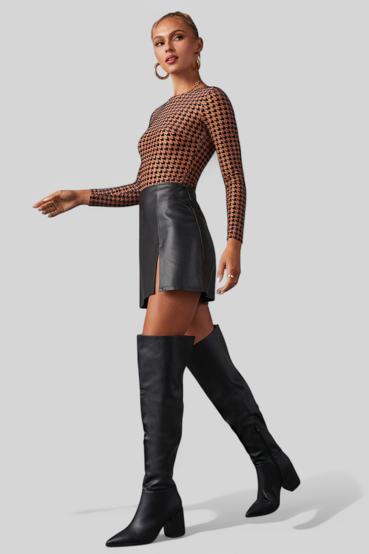 Bella Black Over-the-Knee Block Heel Boots Boots