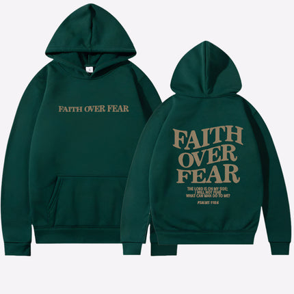 Faith Over Fear Hoodie Dark Green Hoodie