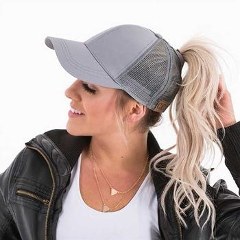 High Ponytail Baseball Cap for Women Gray Caps