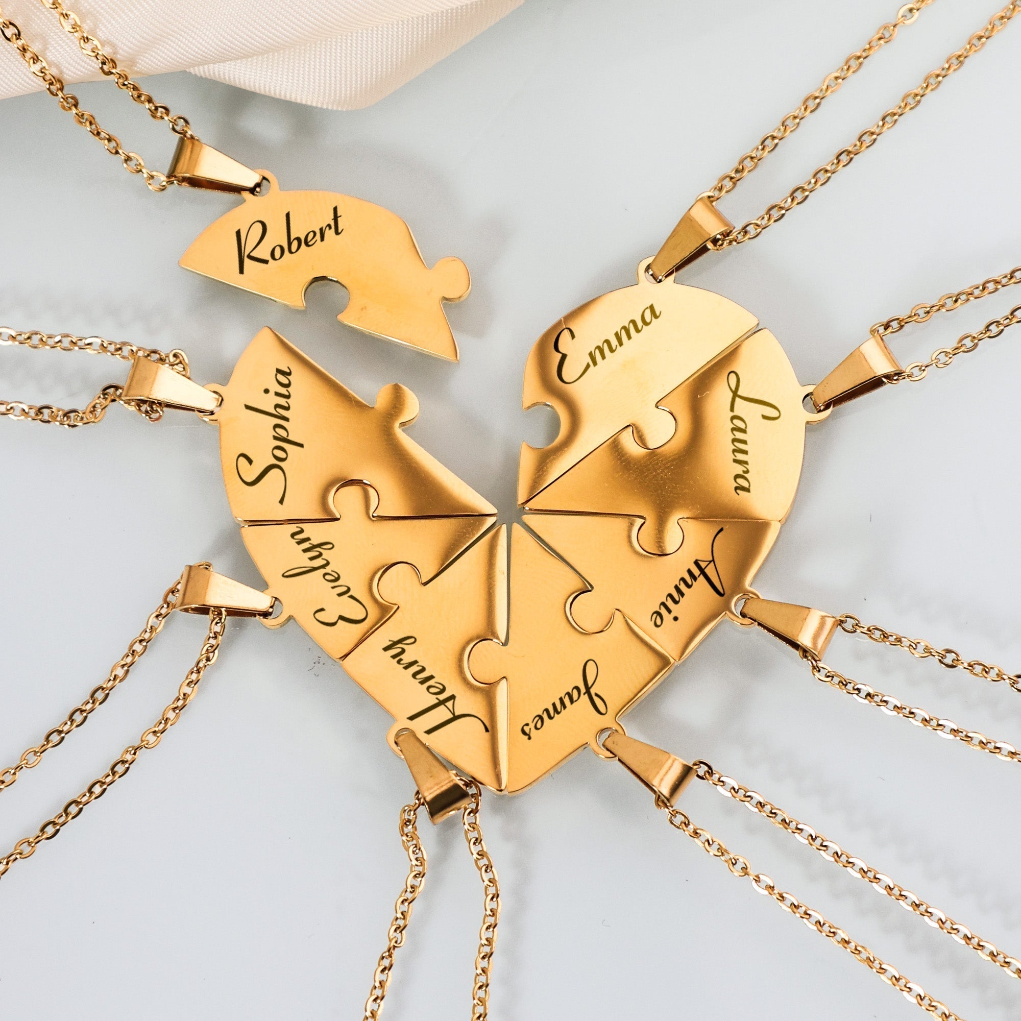 Family Heart Puzzle Necklace Necklace