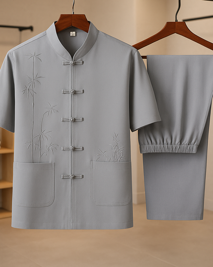 Men's Casual Shirt and Pants Sets Charcoal Men Set