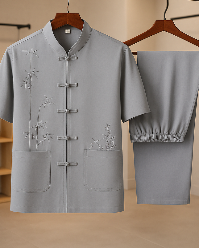 Men's Casual Shirt and Pants Sets Charcoal Men Set