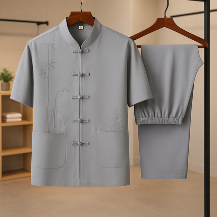 Men's Casual Shirt and Pants Sets Charcoal Men Set