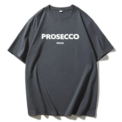 Prosecco Mood | Oversized Streetwear Cotton T-shirt Gray