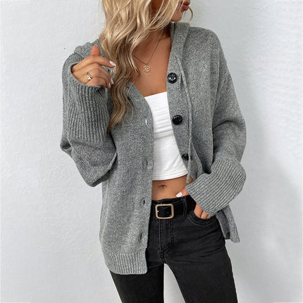 Women’s Knit Hooded Cardigan Grey Cardigan