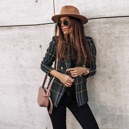 Women's Elegant Tailored Blazer Green Blazer