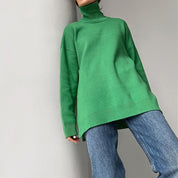 Elegant Split-Hem Turtleneck Sweater Sweater