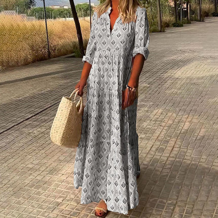 Christel | Elegant Belly-Covering Dress Gray Dresses