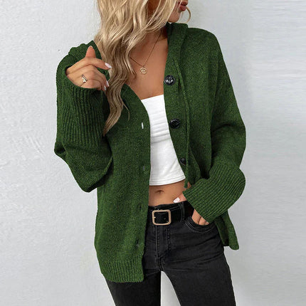 Women’s Knit Hooded Cardigan Green Cardigan