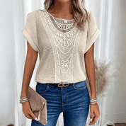 Pearl Ibiza Lace Blouse ‑ Elegant & Airy Beige Women's Tops