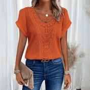 Pearl Ibiza Lace Blouse ‑ Elegant & Airy Orange Women's Tops