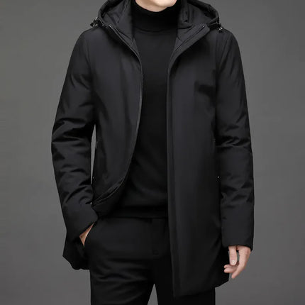Heritage Hooded Overcoat Black Coat
