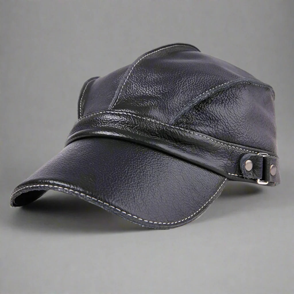 "Barrington" Genuine Leather Hat Dark Blue Hats