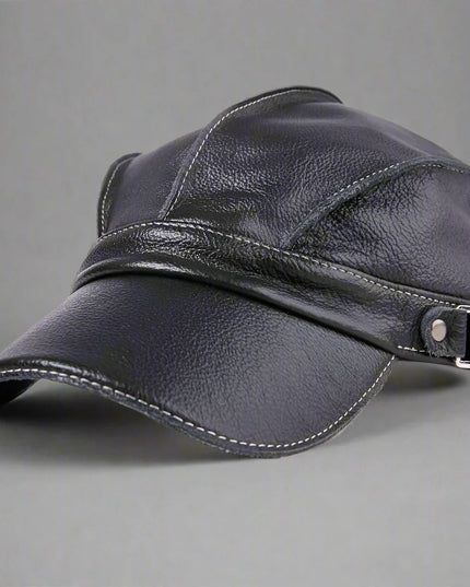 "Barrington" Genuine Leather Hat Dark Blue Hats