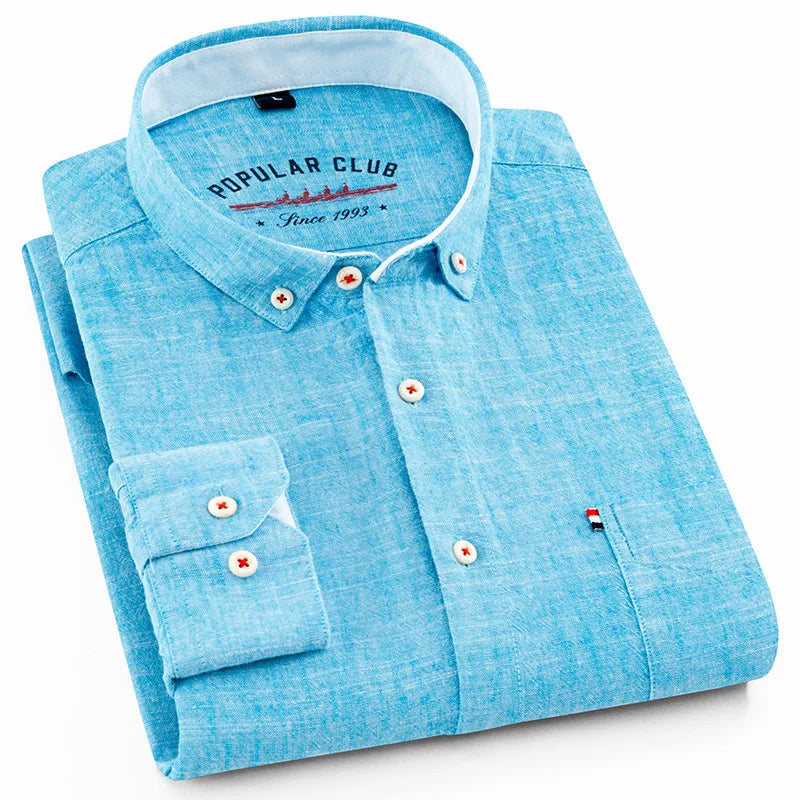 Montclair Linen Button-Down Lake Blue Shirts