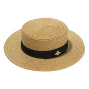 Ladies Sun Fedora Hat with Gold Braiding for Stylish Protection shiny gold adult size(56-58cm) Hats