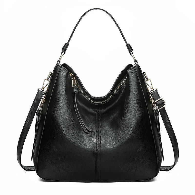 Vintage Leather Hobo Bag black Handbags