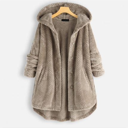 Cecily | Hooded Ribbed Coat Beige Coat