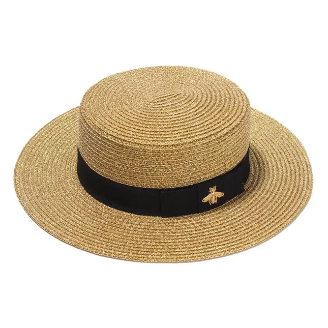 Ladies Sun Fedora Hat with Gold Braiding for Stylish Protection Hats