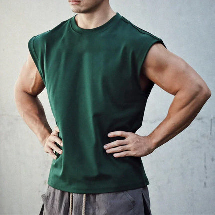 Men's Basic Tank Top with Crew Neck Green Tank Top