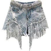 Luisa Tassel Denim Shorts Shorts