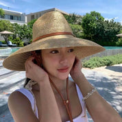 New 2024 Belt Strap Straw Sun Hat For Women Fashion Vacation Beach UV Hats Summer Wide Brim Travel Panama Hats Outdoor Wholesale