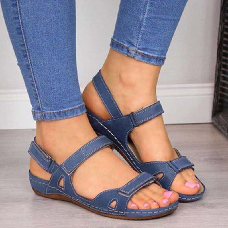Women's Orthopedic Summer Sandals with Velcro Straps Blue Orthopedic Sandals