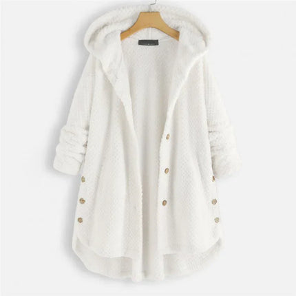 Cecily | Hooded Ribbed Coat White Coat