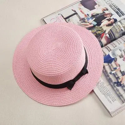 Panama Summer Beach Hat for Women with Stylish Bowknot pink 1 56-58cm Hats