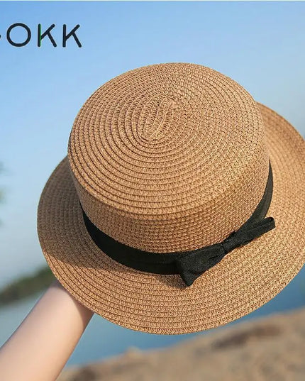 Panama Summer Beach Hat for Women with Stylish Bowknot Hats