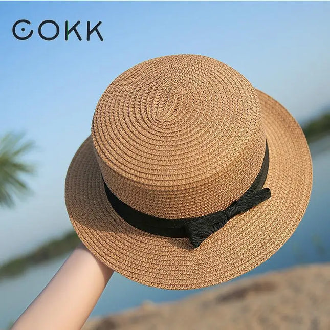 Panama Summer Beach Hat for Women with Stylish Bowknot Hats