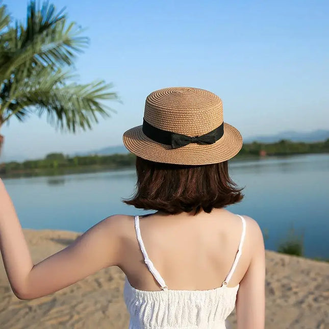 Panama Summer Beach Hat for Women with Stylish Bowknot Hats