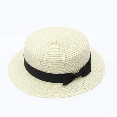 Panama Summer Beach Hat for Women with Stylish Bowknot milk white 1 56-58cm Hats
