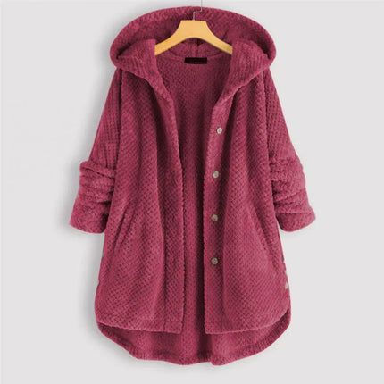 Cecily | Hooded Ribbed Coat Pink Coat