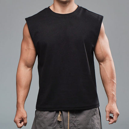 Men's Basic Tank Top with Crew Neck Black Tank Top