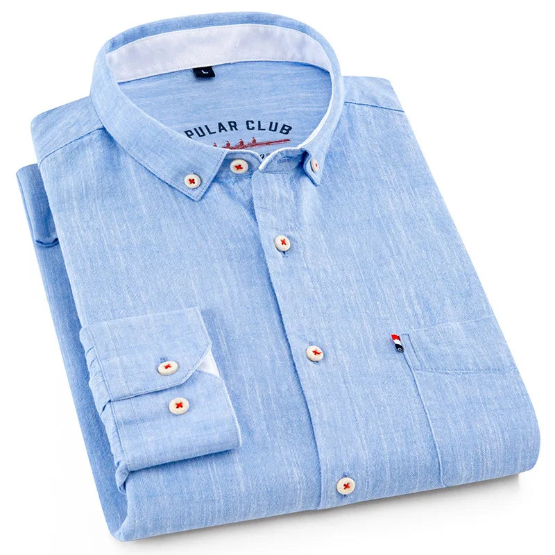 Montclair Linen Button-Down Blue Shirts