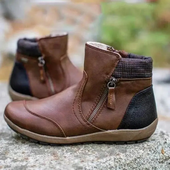 Premium Zipper Orthopedic Waterproof Boots Brown AW/2