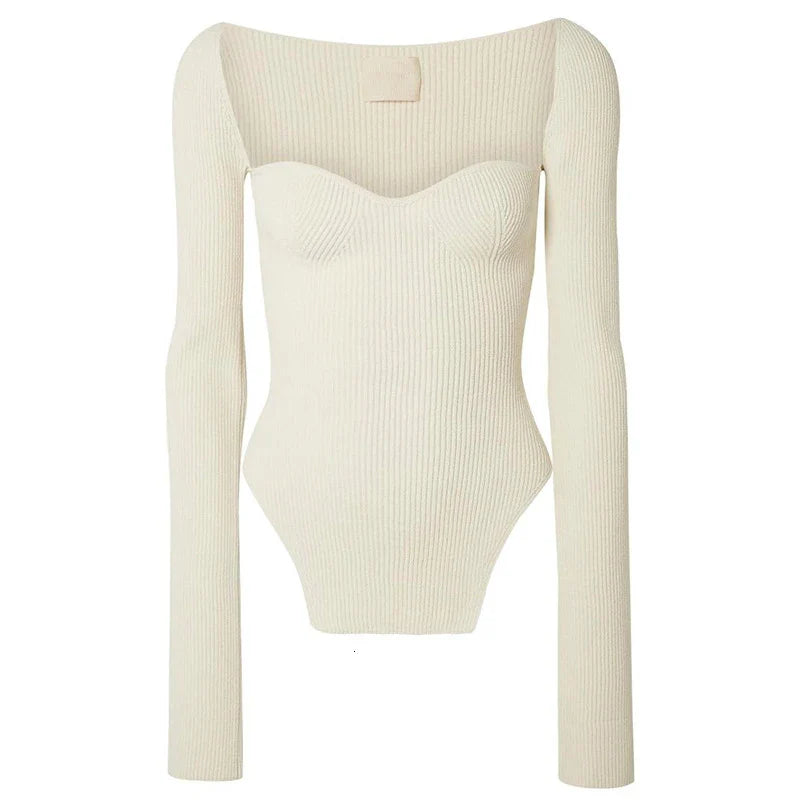 Anthea™ | Square Collar Knitted Sweater Sweaters
