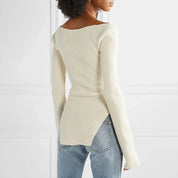 Anthea™ | Square Collar Knitted Sweater Sweaters