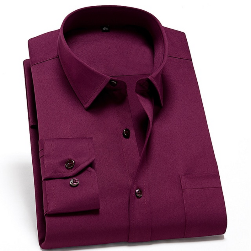 Men's Stretch Comfort Dress Shirt Burgundy red Shirts