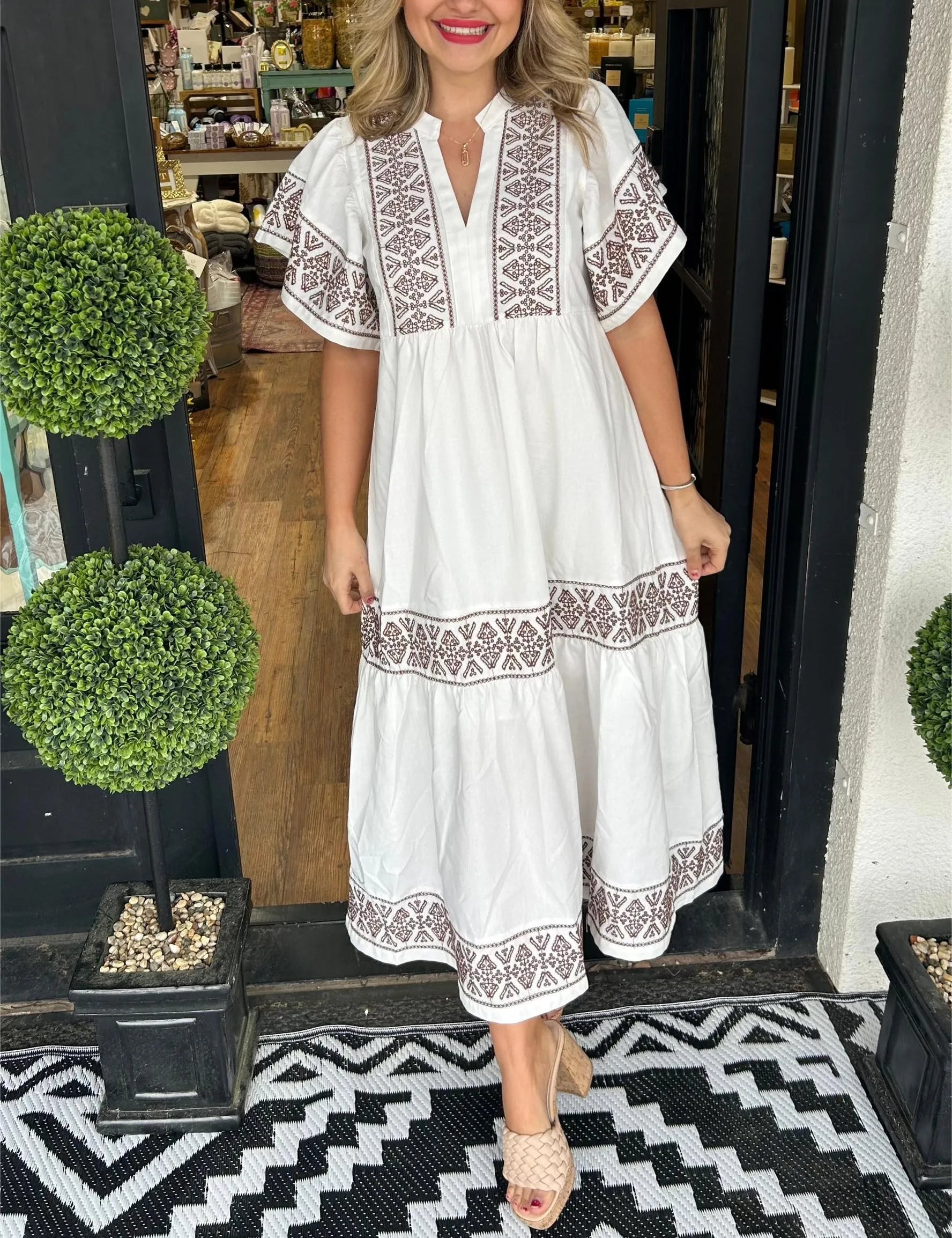 Araceli™ | Women's V-Neck Boho Dress White Dress