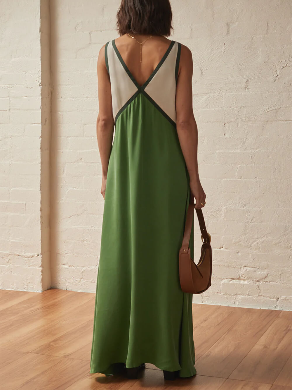 V-neck Contrasting Color Splicing Chic Dress Dresses