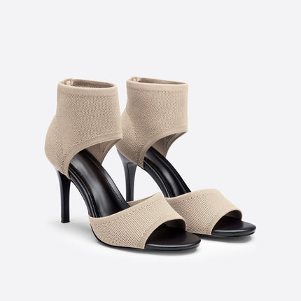 Peep-Toe High Heel Sandals Beige Sandals