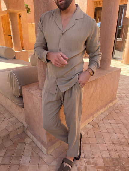 Dylan | Easy Wear Co-Ord Khaki linnen-broek
