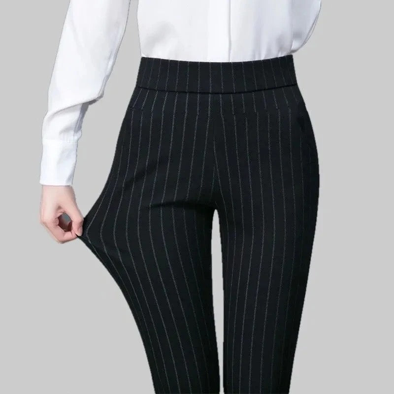 Sofia | Stretch Pants Black with stripes Women Pants