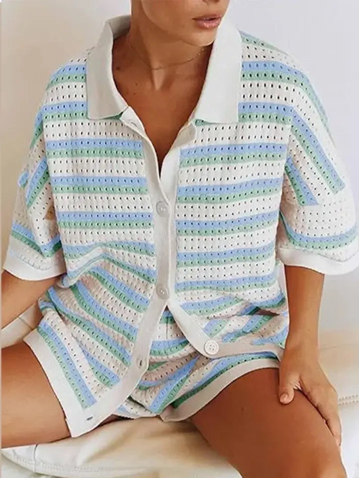 Saressa | Multicolored Knit Set Blue Sets