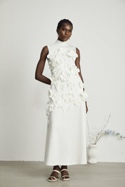 Mariana™ | Posture-Improving Flower Embossed Dress White Dress