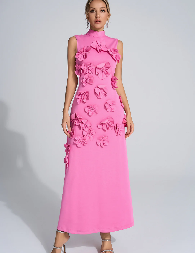 Mariana™ | Posture-Improving Flower Embossed Dress Pink Dress