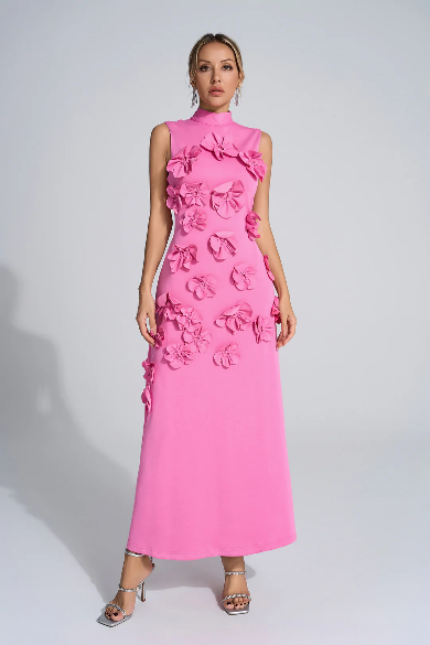 Mariana™ | Posture-Improving Flower Embossed Dress Pink Dress