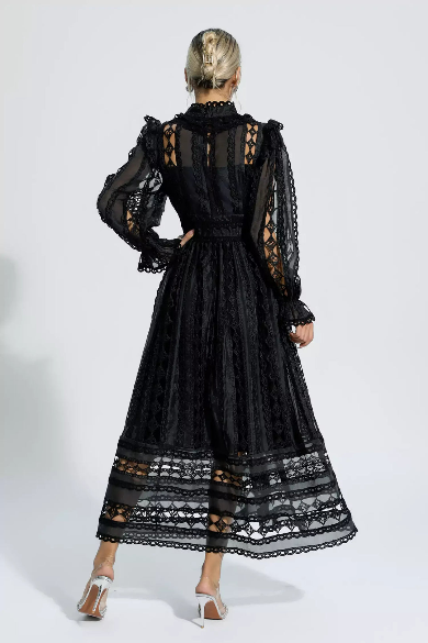 Mackenzie™ | Turtle Necked Lace Long Sleeved Dress Dresses